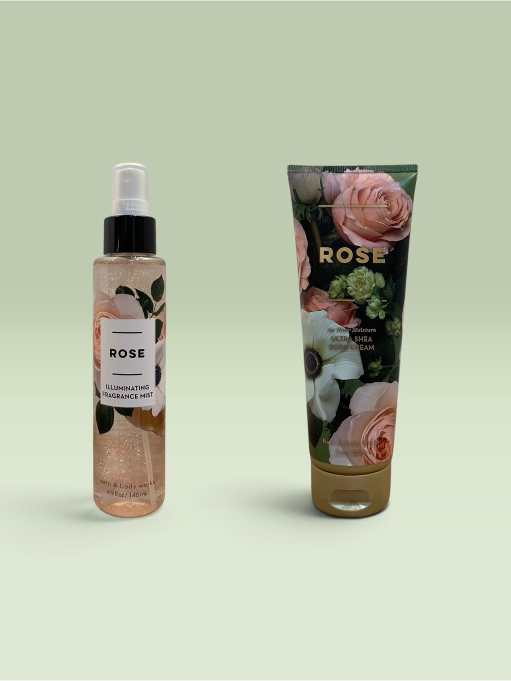 Bath and Body Works ROSE Illuminating Fragrance Mist and Body Cream